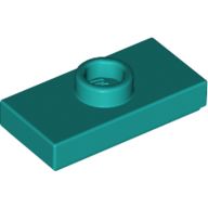 Plate 1X2, W/ 1 Knob - Bright Bluish Green