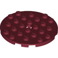 Plate 6X6 Round With Tube Snap - Dark Red