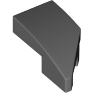 Left Plate 1X2, W/ Bow, 45 Deg. Cut - Dark Stone Grey