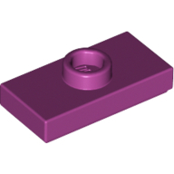Plate 1X2 W. 1 Knob - Bright Reddish Violet