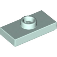 Plate 1X2, W/ 1 Knob - Aqua