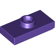 Plate 1X2 W. 1 Knob - Medium Lilac