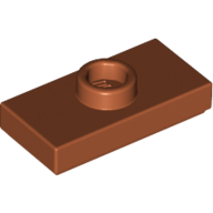 Plate 1X2 W. 1 Knob - Dark Orange