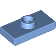Plate 1X2 W. 1 Knob - Medium Blue