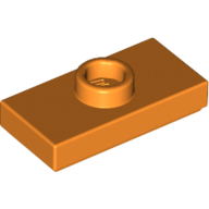 Plate 1X2 W. 1 Knob - Bright Orange