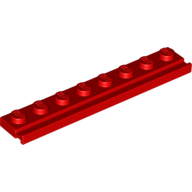 Plate 1X8 With Rail - Bright Red