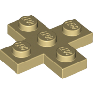 Plate 3X3, Cross - Brick Yellow