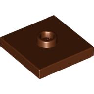 Plate 2X2 W 1 Knob - Reddish Brown