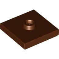 Plate 2X2 W 1 Knob - Reddish Brown