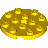 Plate 4X4 Round W. Snap - Bright Yellow