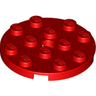 Plate 4X4 Round W. Snap - Bright Red
