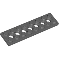 Plate 2X8 W. Holes - Dark Stone Grey
