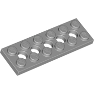 Plate 2X6 W. Holes - Medium Stone Grey