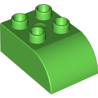 Duplo Brick, Bow 2X3X1 - Bright Green