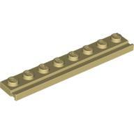 Plate 1X8 With Rail - Brick Yellow