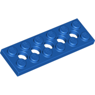 Plate 2X6 W. Holes - Bright Blue