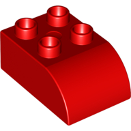 Duplo Brick, Bow 2X3X1 - Bright Red