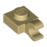 Plate 1X1 W/Holder Vertical - Brick Yellow