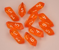 Crystal d6 10 pc set - orange