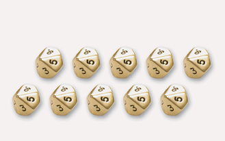 Brass 10d10 12mm Dwarven Metal Dice