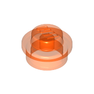 Plate 1X1 Round - Transparent Fluorescent Reddish Orange