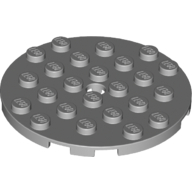 Plate 6X6 Round With Tube Snap - Medium Stone Grey