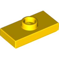 Plate 1X2 W. 1 Knob - Bright Yellow
