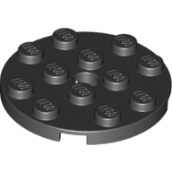 Plate 4X4 Round W. Snap - Black