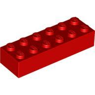 Brick 2X6 - Bright Red