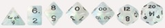 7 piece set of fantasy, green moonstone dice