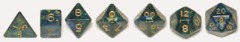 7 piece set of fantasy, green spectrum dice