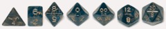 7 piece set of fantasy, blue smoke spectrum dice