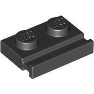 Plate 1X2 With Slide - Black