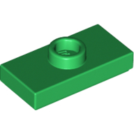 Plate 1X2 W. 1 Knob - Dark Green