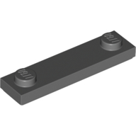 Plate 1X4, W/ 2 Knobs, No. 2 - Dark Stone Grey