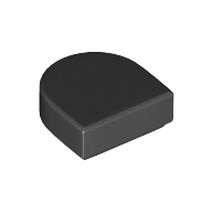 Flat Tile 1X1, 1/2 Circle - Black