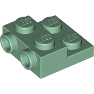 Plate 2X2X2/3 W. 2. Hor. Knob - Sand Green