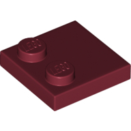 Plate 2X2, W/ Reduced Knobs - Dark Red