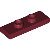 Plate 1X3 W/ 2 Knobs - Dark Red