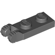 Plate 1X2 W/Fork/Vertical/End - Dark Stone Grey