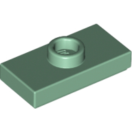 Plate 1X2, W/ 1 Knob - Sand Green