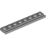 Plate 1X8 With Rail - Medium Stone Grey