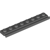 Plate 1X8 With Rail - Dark Stone Grey