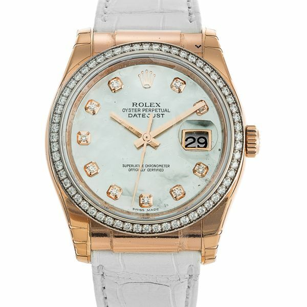 Rolex 116185 - Datejust 36 Everose Strap Ivory Roman