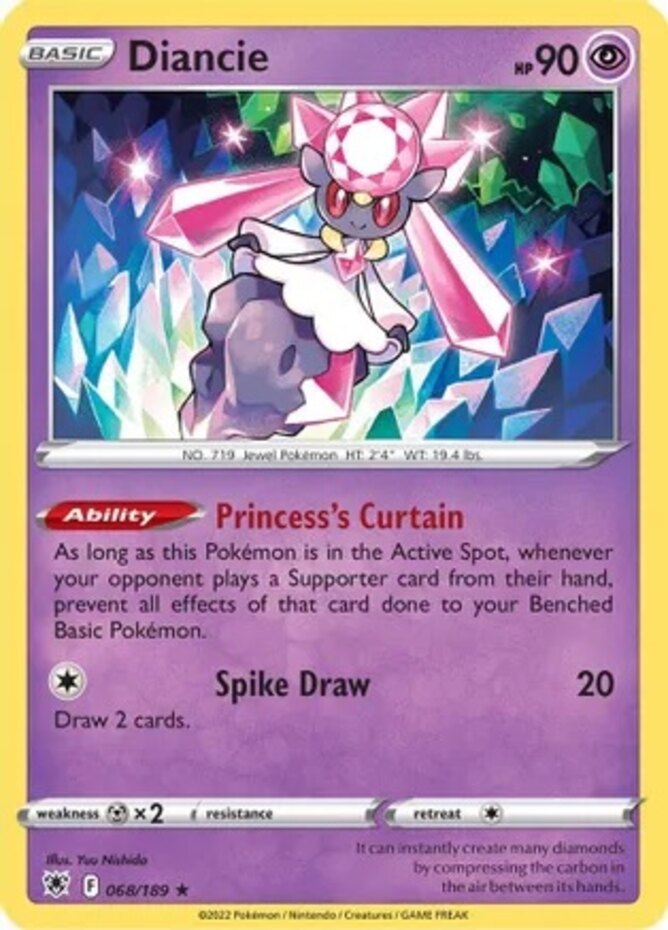 x1 Diancie - 068/189 - Holo Rare Pokemon SS10 Astral Radiance M/NM
