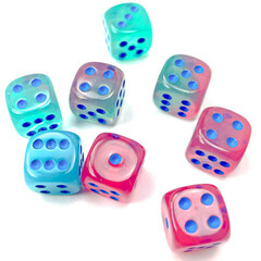 26864 Chessex 12mm d6 Set: Gemini Luminary - Gel Green-Pink w/Blue - CHX26864