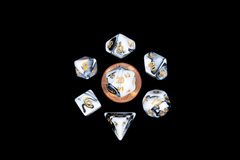 Marble with Gold Numbers 10mm Mini Poly Dice Set