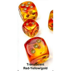 Chessex 12mm d6 Set: Gemini Translucent - Red-Yellow w/Gold - CHX26868