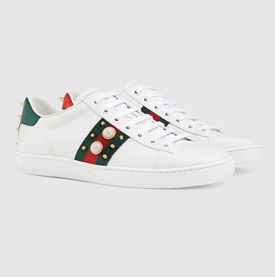 Gucci - Womens Ace Studded Leather Sneaker - 431887 02JP0 9064