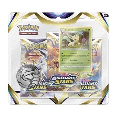 Pokémon TCG- Sword & Shield-Brilliant Stars 3 Booster Packs, Coin & Leafeon Promo Card